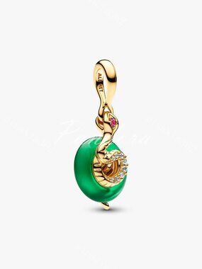Snake Green Murano Glass Dangle Charm